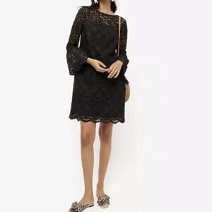 𝅺New J.crew black Bell-sleeve dress in embroidered eyelet style AK236 size 2